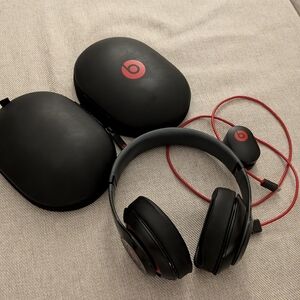 Beats Black and Red Headphones with Case